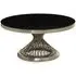 Anzio Round Coffee Table with Geometric Base - Black, Glass
