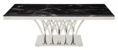 Arenza Coffee Table with Silver Base - Black, Marble image
