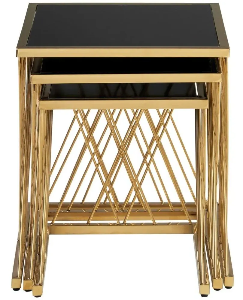 Arezzo Nest of 3 Tables - Black, Glass