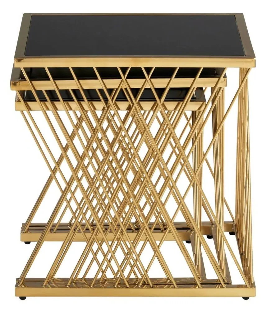 Arezzo Nest of 3 Tables - Black, Glass