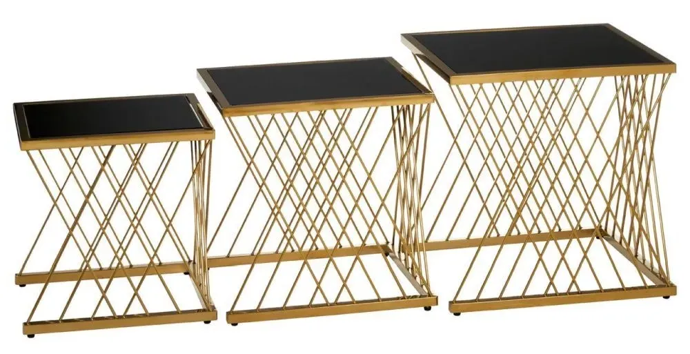 Arezzo Nest of 3 Tables - Black, Glass