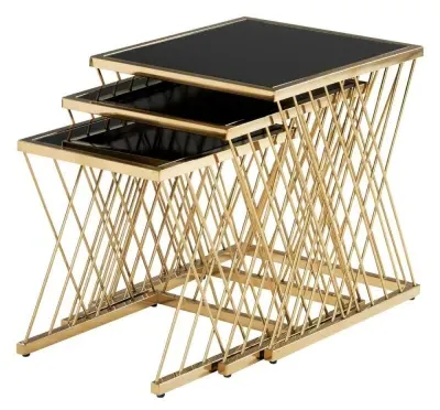 Arezzo Nest of 3 Tables - Black, Glass