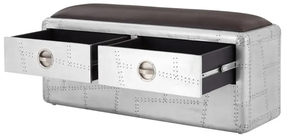 Avro 2 Drawer Bench - Silver, Aluminium