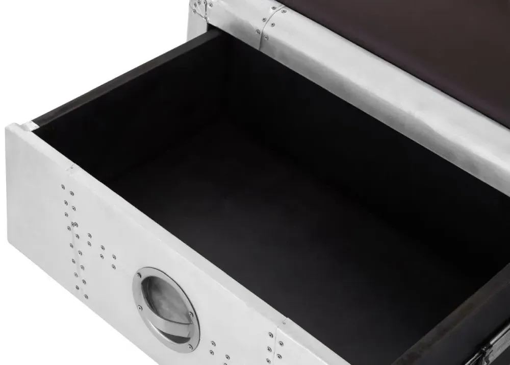 Avro 2 Drawer Bench - Silver, Aluminium