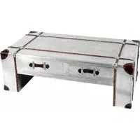 Avro 2 Drawer Coffee Table - Silver, Aluminium