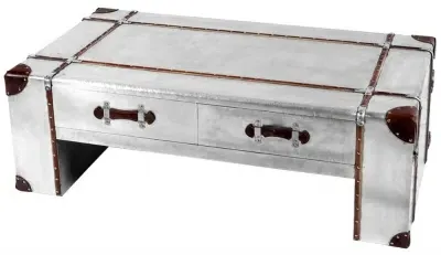 Avro 2 Drawer Coffee Table - Silver, Aluminium