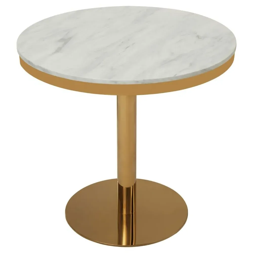 Azalea 2-Seater Round Dining Table - White, Marble