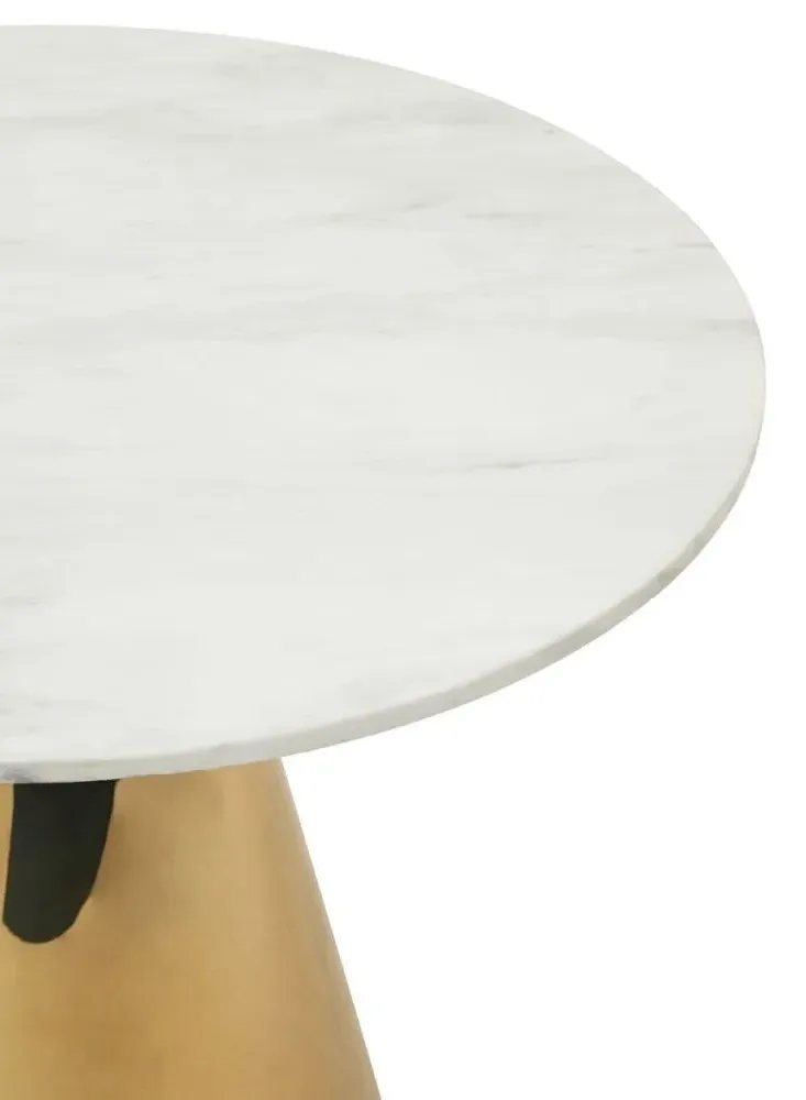 Azalea 2-Seater Round Dining Table with Cone Base - White, Marble