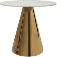 Azalea 2-Seater Round Dining Table with Cone Base - White, Marble