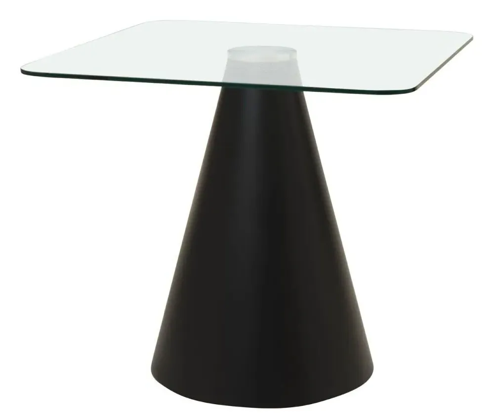 Azalea 2-Seater Square Dining Table with Cone Base - Black, Glass