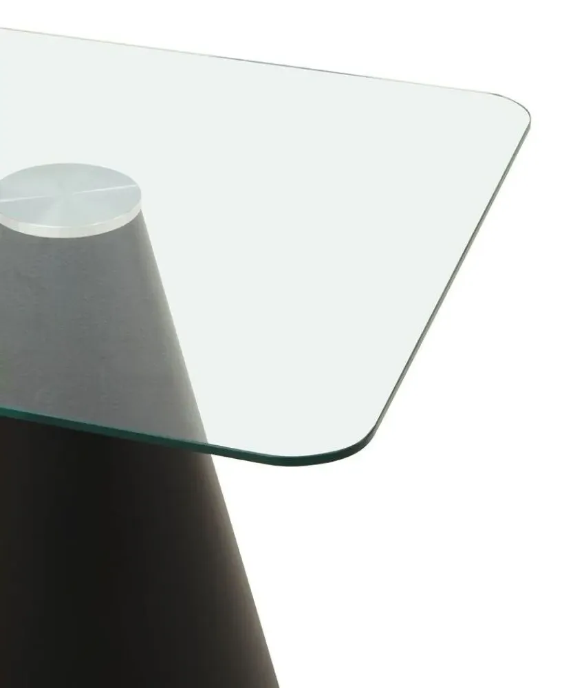 Azalea 2-Seater Square Dining Table with Cone Base - Black, Glass