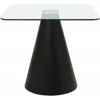Azalea 2-Seater Square Dining Table with Cone Base - Black, Glass