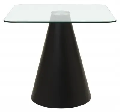 Azalea 2-Seater Square Dining Table with Cone Base - Black, Glass