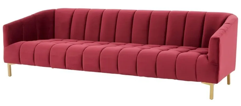 Bella 3-Seater Sofa - Wine, Velvet