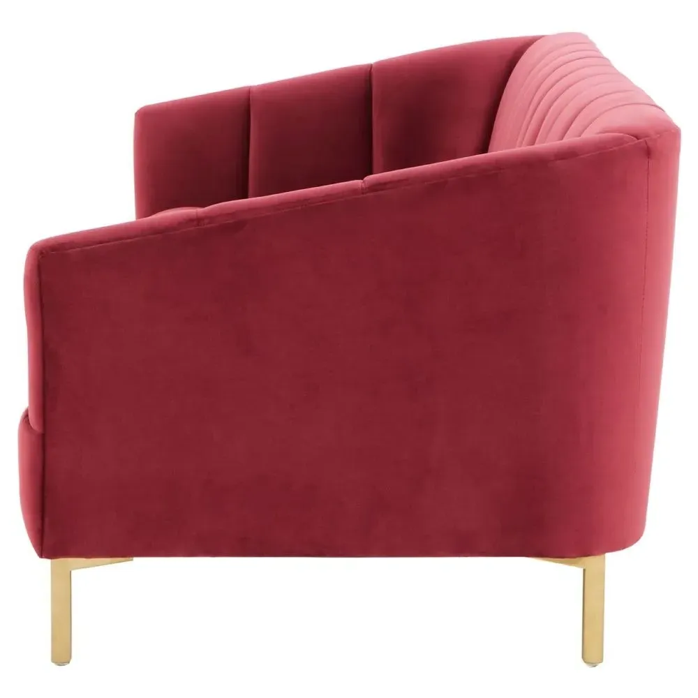 Bella 3-Seater Sofa - Wine, Velvet
