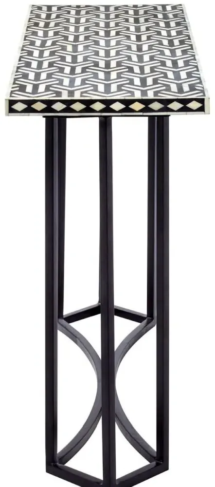 Black Bone Geometric Inlay Console Table - Black