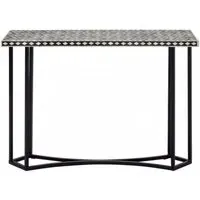 Black Bone Geometric Inlay Console Table - Black