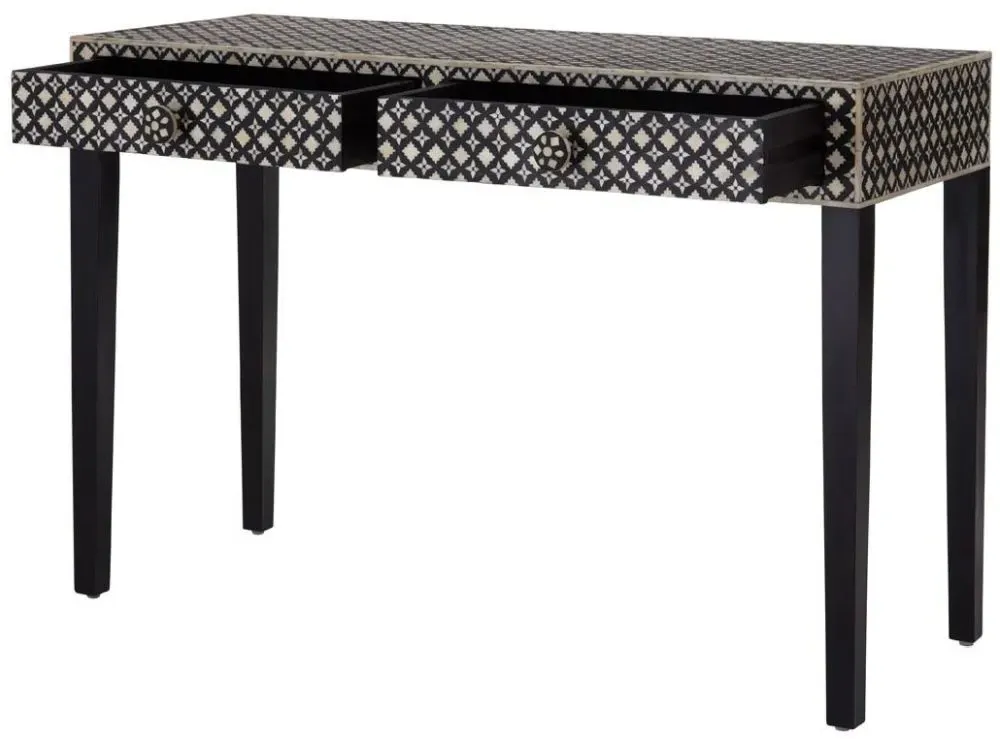 Black Mother of Pearl Console Table - Black