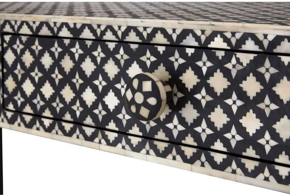 Black Mother of Pearl Console Table - Black