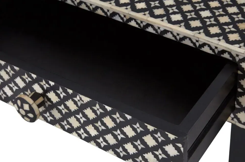 Black Mother of Pearl Console Table - Black