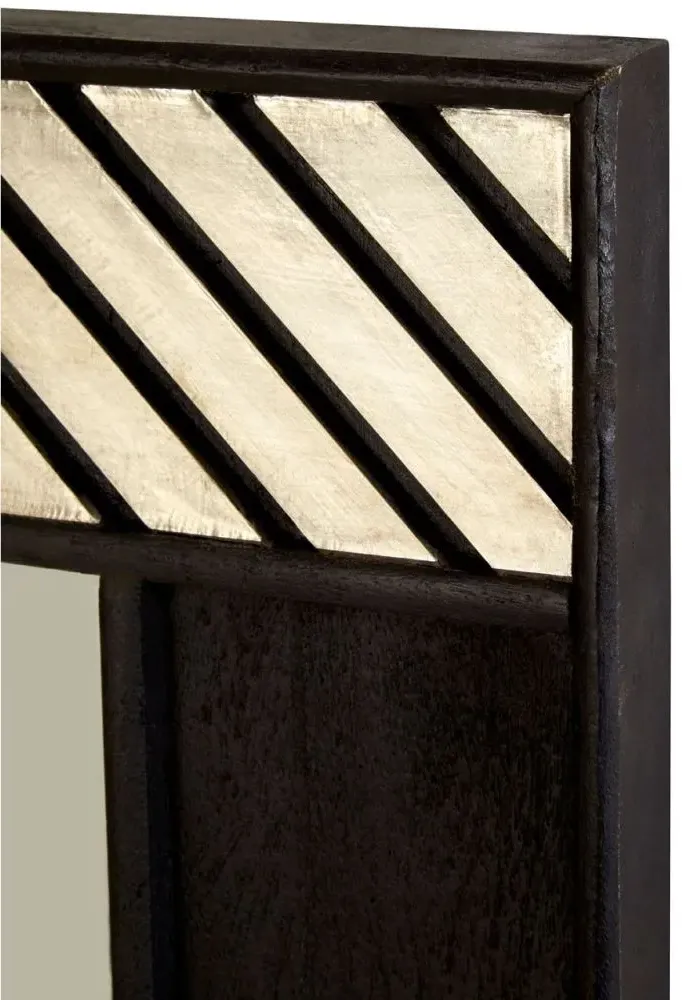 Boho Bone Inlay Large Wall Mirror - Black