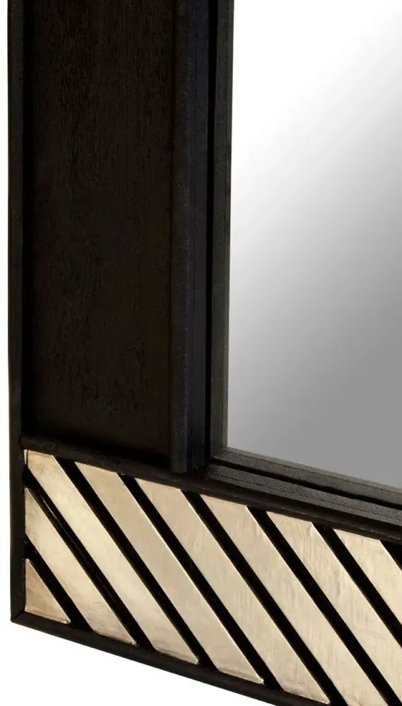 Boho Bone Inlay Large Wall Mirror - Black