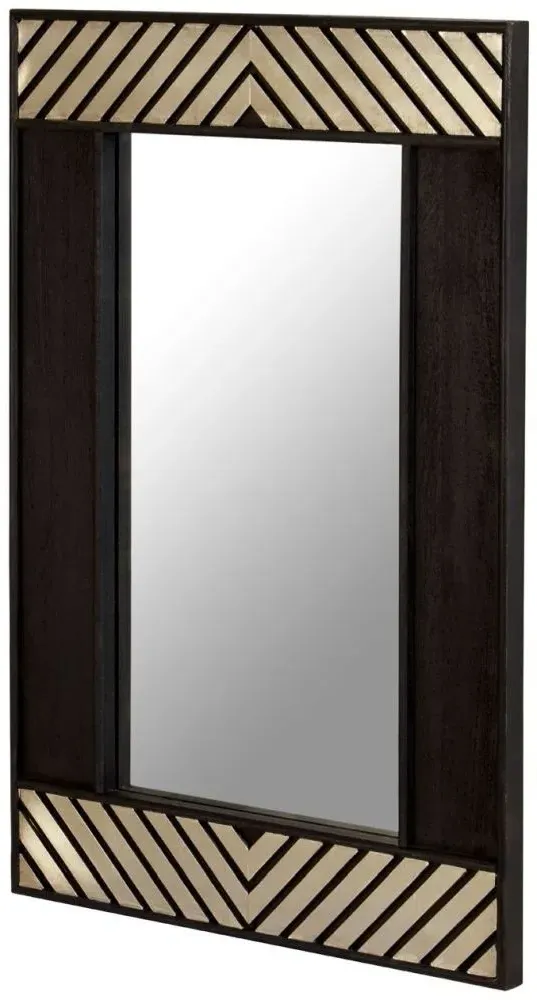 Boho Bone Inlay Large Wall Mirror - Black