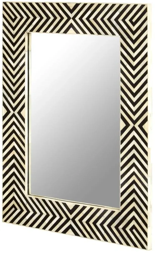 Boho Bone Inlay Wall Mirror - Black