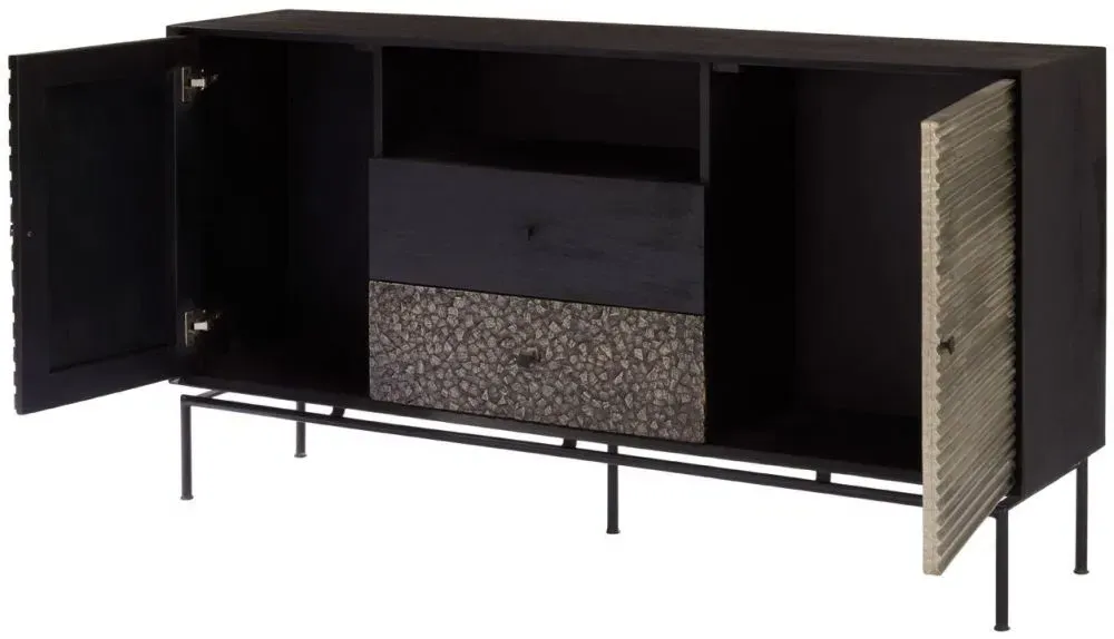 Boho Large Sideboard - Black, Mango Wood