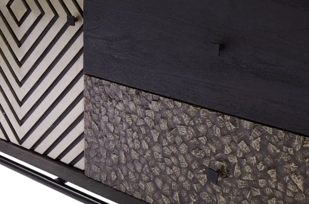 Boho Large Sideboard - Black, Mango Wood