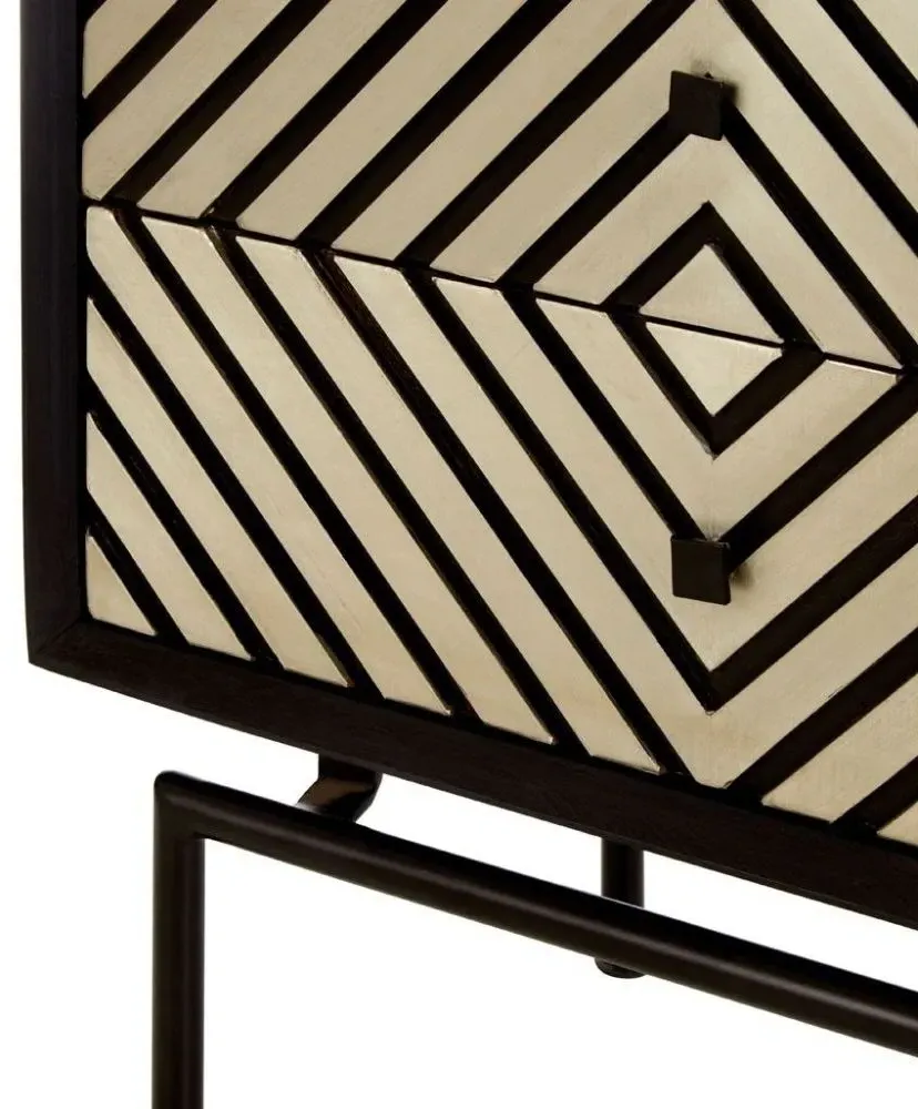 Boho Narrow 5 Drawer Cabinet - Black, Mango Wood