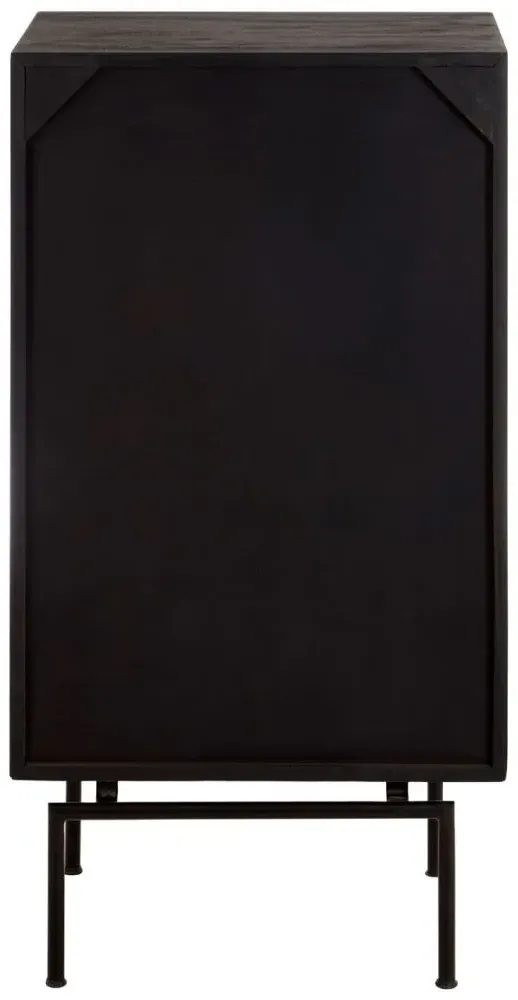 Boho Narrow 5 Drawer Cabinet - Black, Mango Wood