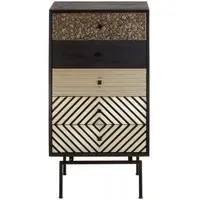 Boho Narrow 5 Drawer Cabinet - Black, Mango Wood