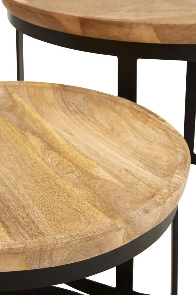 Boho Round Nest of 2 Tables - Natural, Mango Wood