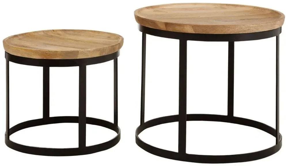 Boho Round Nest of 2 Tables - Natural, Mango Wood