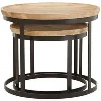 Boho Round Nest of 2 Tables - Natural, Mango Wood