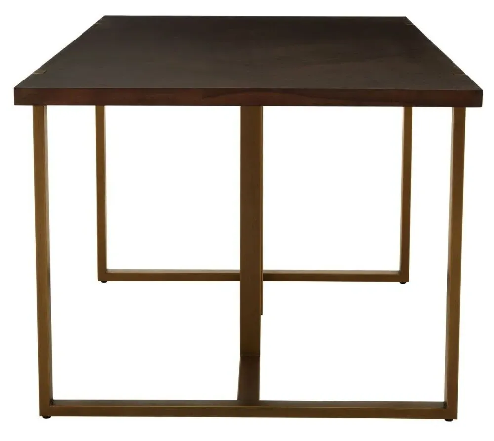 Brando 6 Seater Dining Table - Antique Brass, Acacia Wood