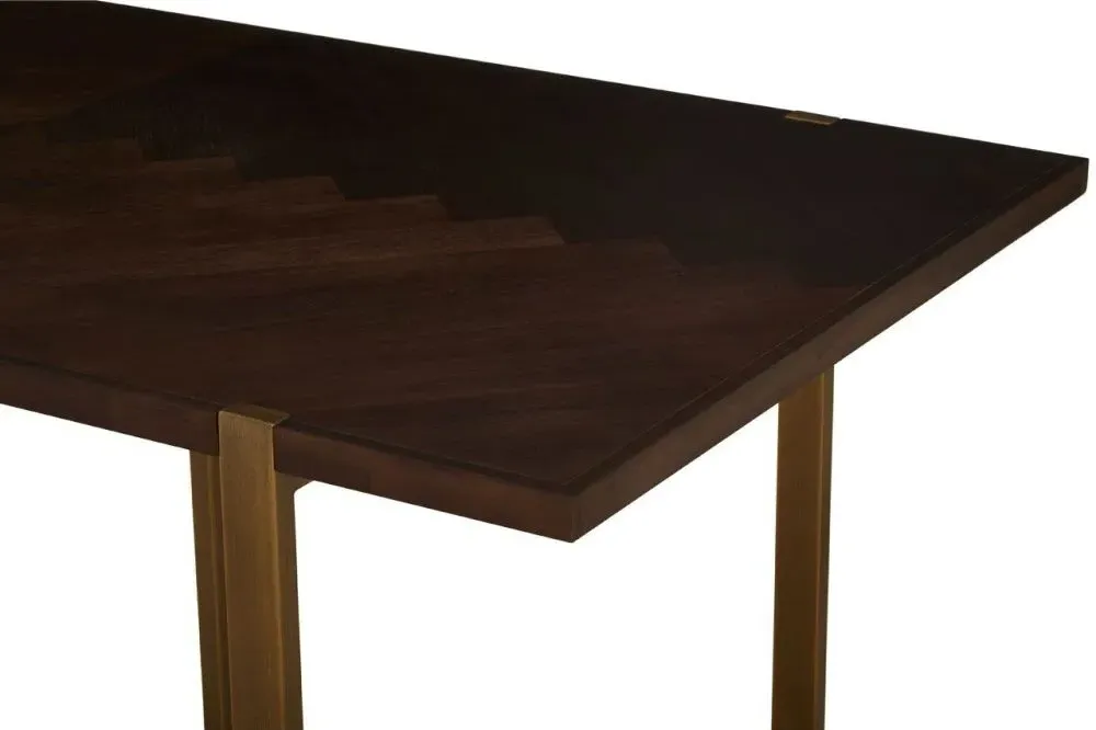 Brando 6 Seater Dining Table - Antique Brass, Acacia Wood