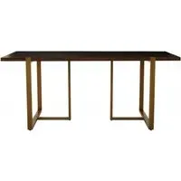 Brando 6 Seater Dining Table - Antique Brass, Acacia Wood