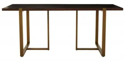 Brando 6 Seater Dining Table - Antique Brass, Acacia Wood