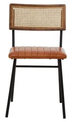 Buffalo Dining Chair with Cane Backrest - Tan, Leather image