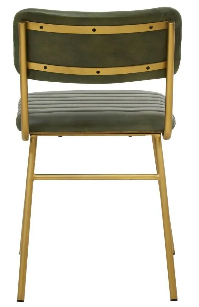 Buffalo Dining Chair with Gold Metal Legs - Green, Leather