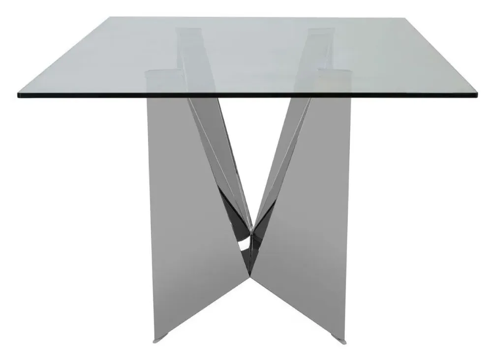 Carlox 8 Seater Dining Table with Chrome Base - Glass