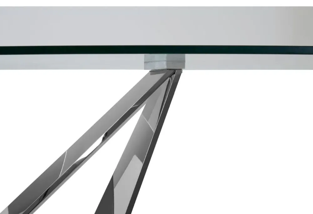 Carlox 8 Seater Dining Table with Chrome Base - Glass