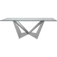 Carlox 8 Seater Dining Table with Chrome Base - Glass