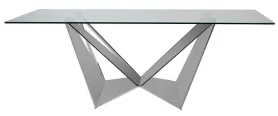 Carlox 8 Seater Dining Table with Chrome Base - Glass