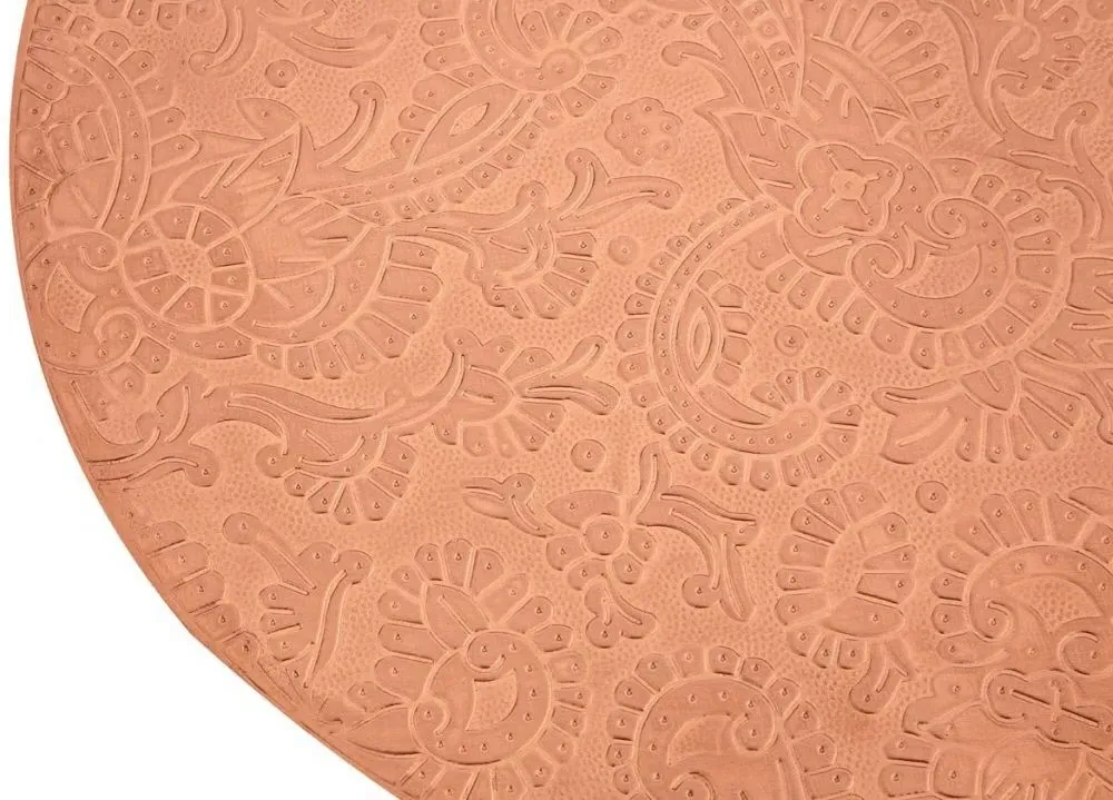 Carved Round Side Table - Copper