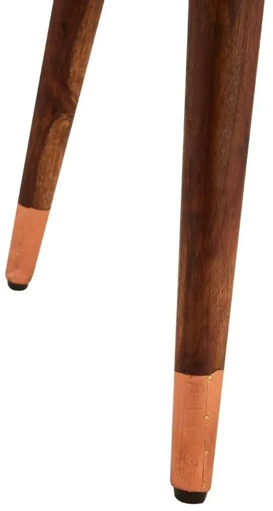 Carved Round Side Table - Copper