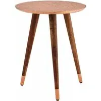 Carved Round Side Table - Copper