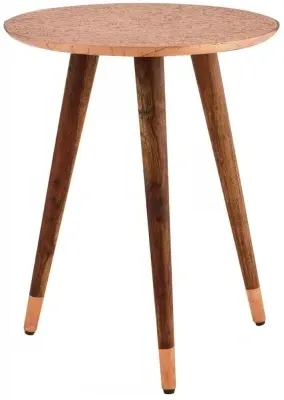 Carved Round Side Table - Copper image